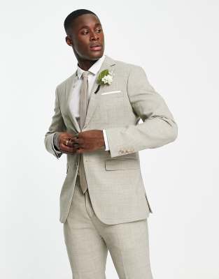 Selected Homme Linen Mix Suit Jacket In Beige-neutral