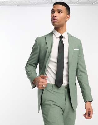 linen mix suit jacket in light green