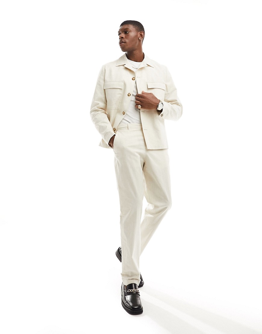 Selected Homme Linen Mix Suit Pants In Beige-neutral