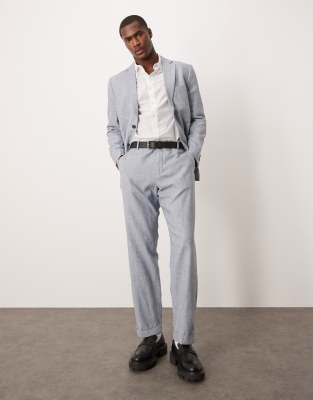 linen mix suit pants in blue