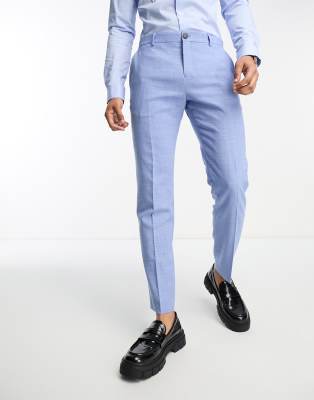 Selected Homme Linen Mix Suit Pants In Light Blue