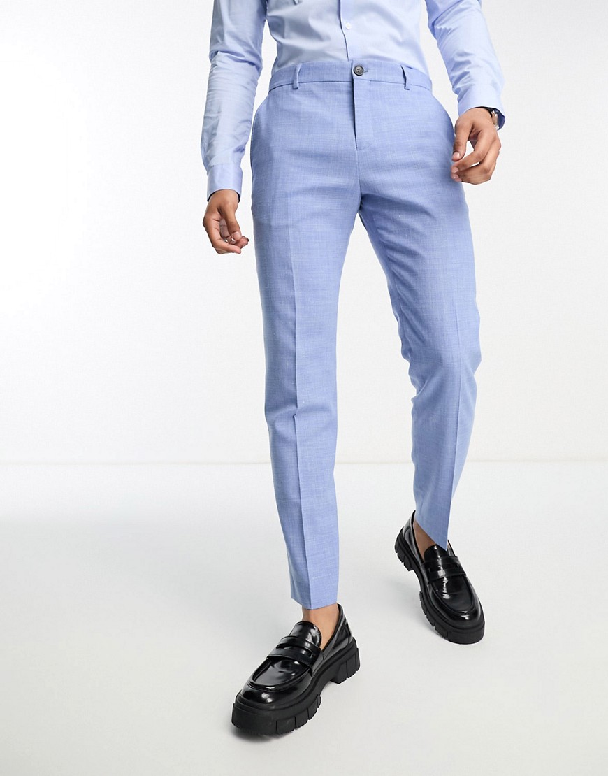 Selected Homme linen mix suit pants in light blue