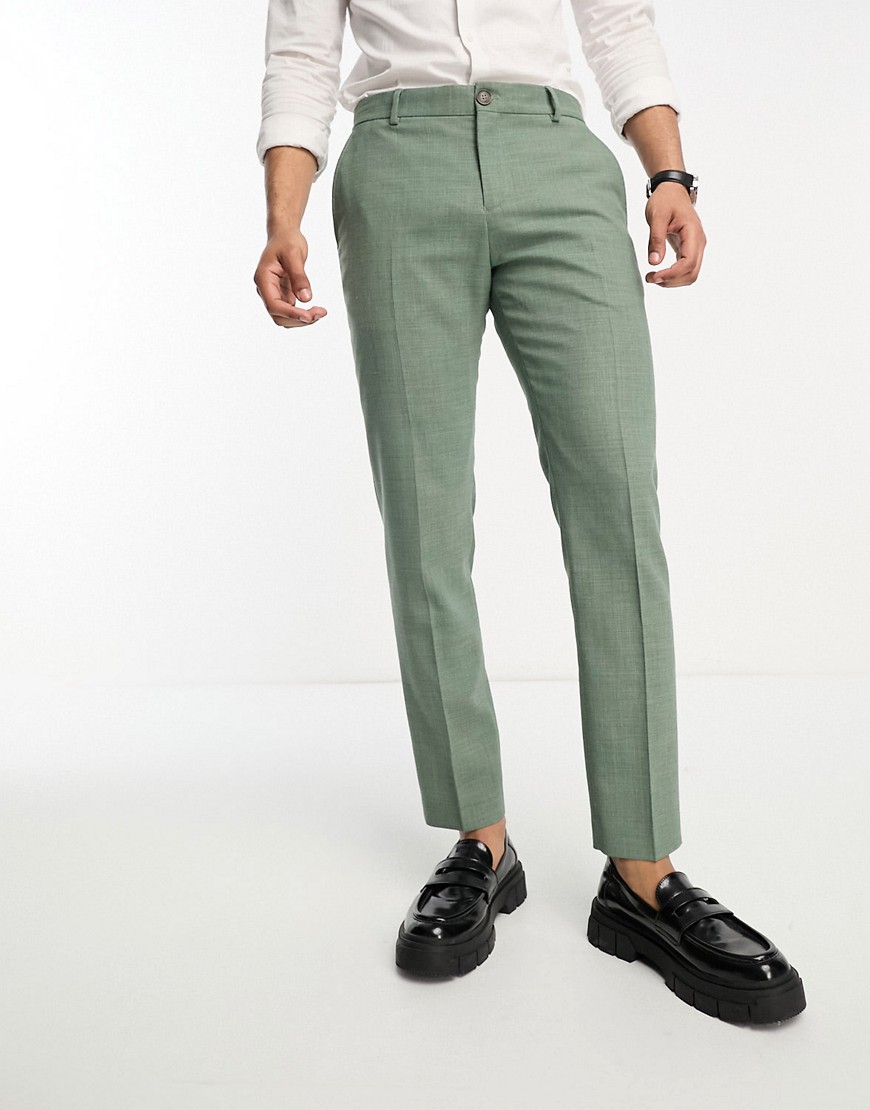 linen mix suit pants in light green