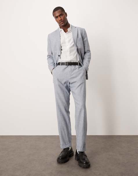 Selected Homme linen mix suit trouser in blue - view 1