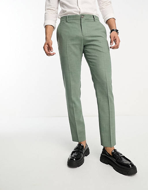 Selected Homme linen mix suit trouser in light green | ASOS