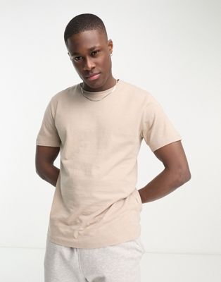 Selected Homme linen mix t-shirt in beige