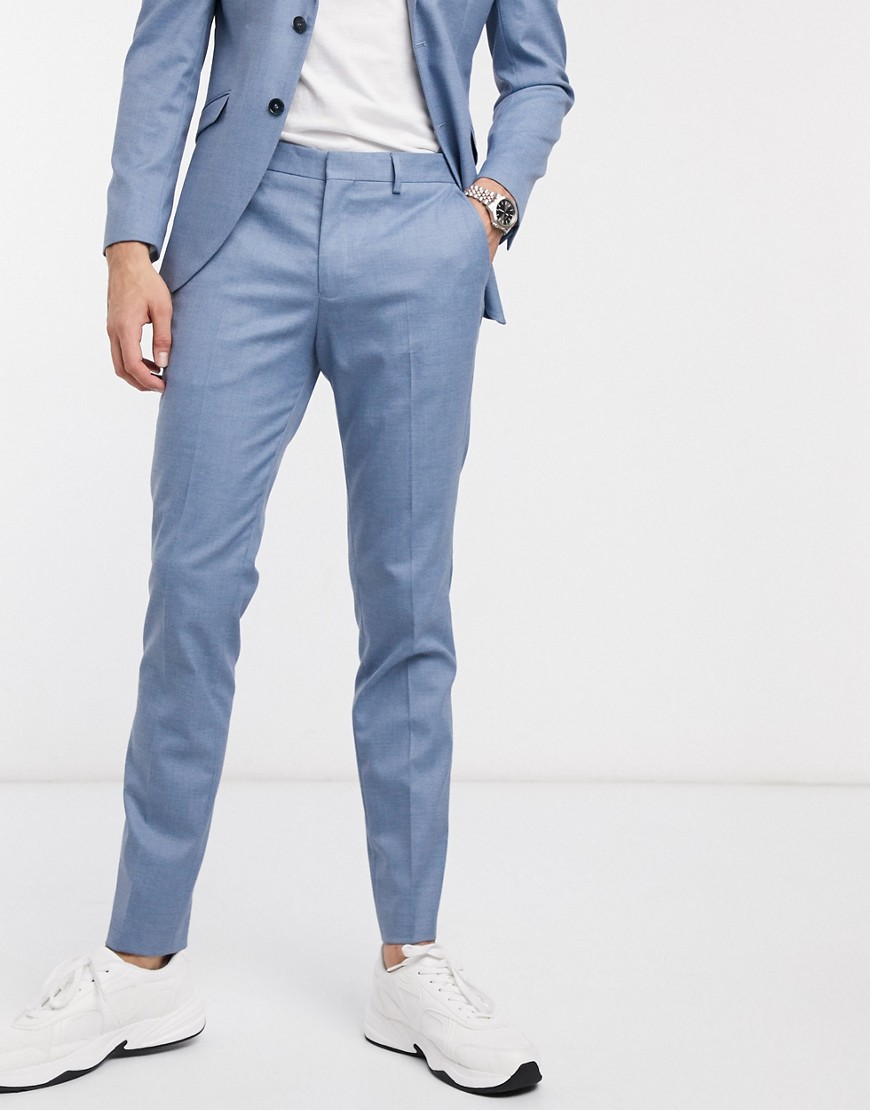 Selected Homme – Ljusblå kostymbyxor med stretch och smal passform