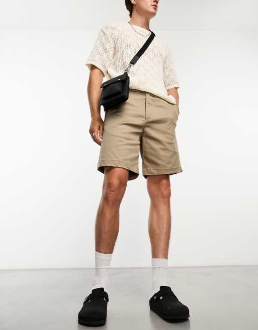 Selected Homme – Locker geschnittene Chino-Shorts in Beige