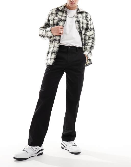 Selected Homme – Locker geschnittene Twill-Hose in Schwarz