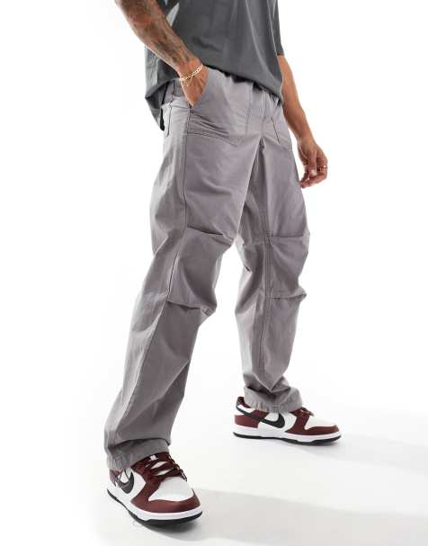 Selected Homme – Lockere Ripstop-Hose in Grau mit elastischem Bund - view 1
