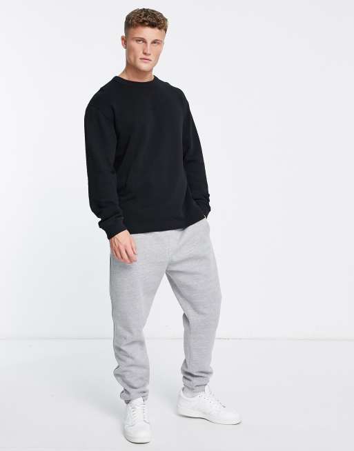 Selected Homme logo crew neck sweat in washed black, 3 of 4