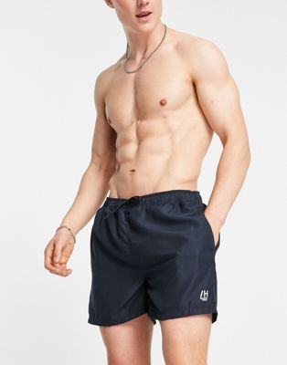 Selected Homme logo swim shorts in navy
