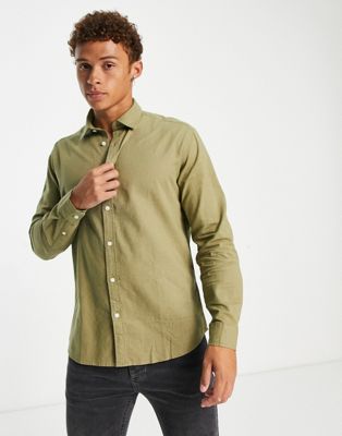 Selected Homme long sleeve shirt in khaki