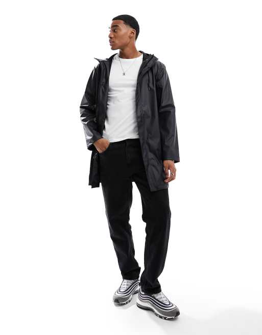 Selected Homme – Longline-Regenjacke in Schwarz mit Kapuze , 2 von 4
