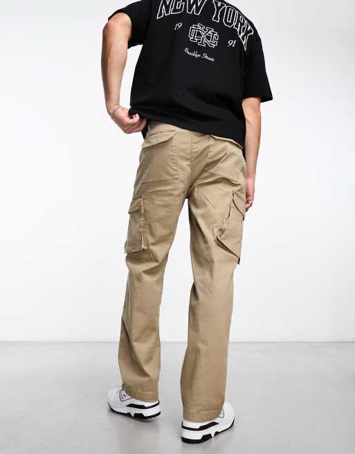 Selected Homme loose fit cargo pants in beige