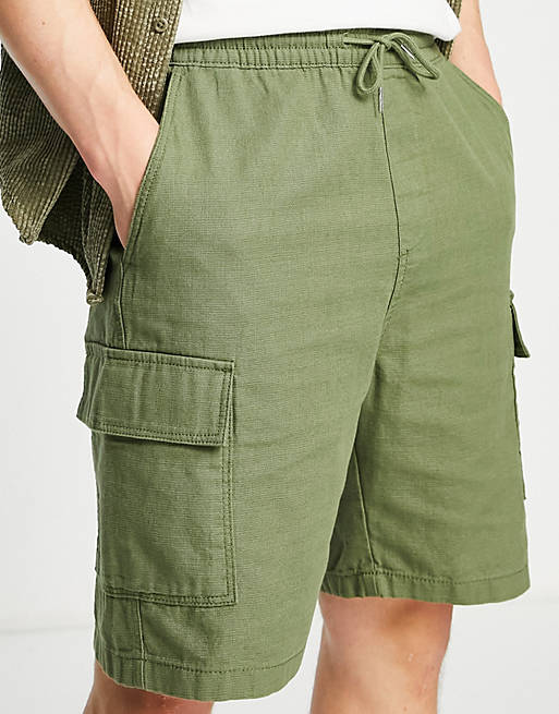 Selected Homme loose fit cargo shorts in khaki green