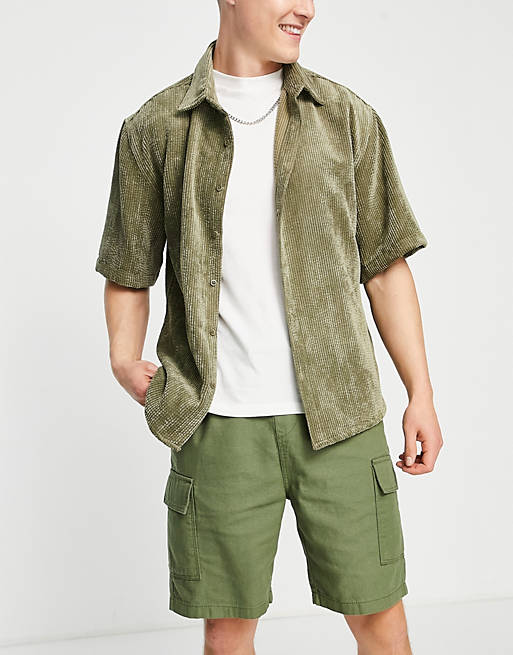 Mens Clothing Shorts Cargo shorts ASOS Wide Fit Cargo Shorts in Green for Men 