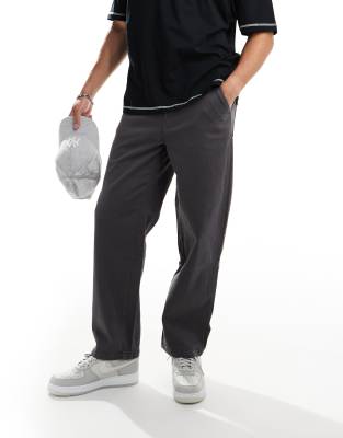 Selected Homme Loose Fit Carpenter Pants In Dark Gray