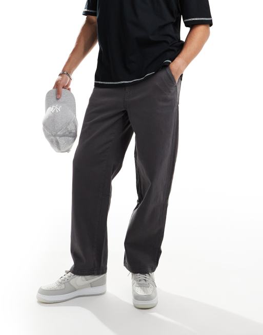 Selected Homme loose fit carpenter pants in dark gray
