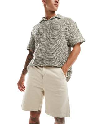 Selected Homme Loose Fit Carpenter Shorts In Stone-neutral