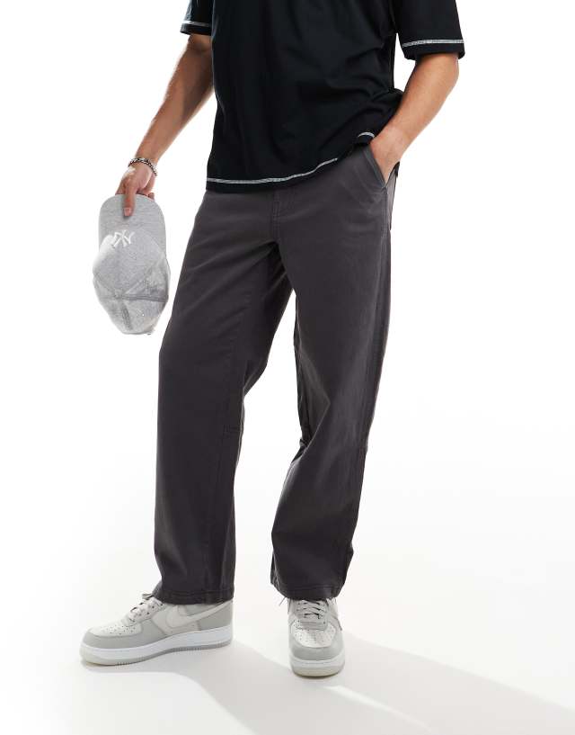 Selected Homme - loose fit carpenter trousers in dark grey