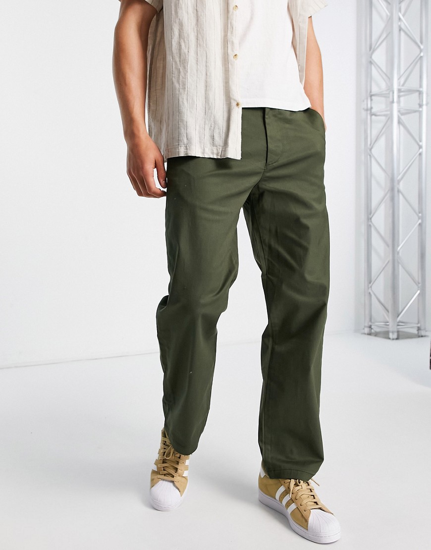 Selected Homme loose fit chinos in khaki-Green