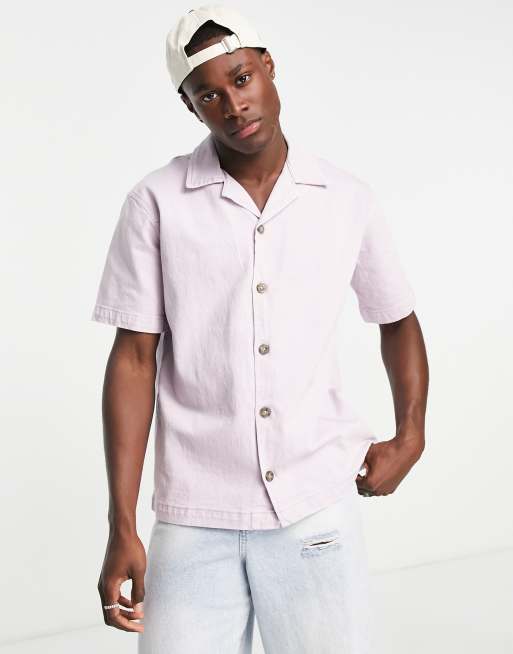 Pink denim best sale shirt men