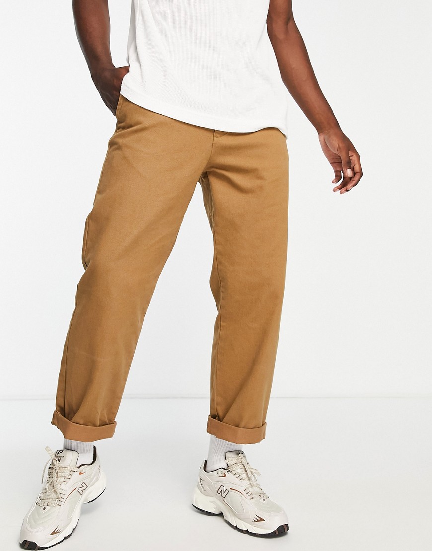 Selected Homme loose fit heavy twill trousers in beige-Neutral
