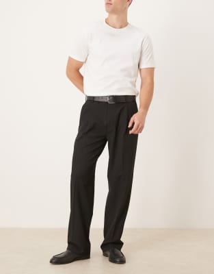 Selected Homme Loose Fit Pleated Pants In Black