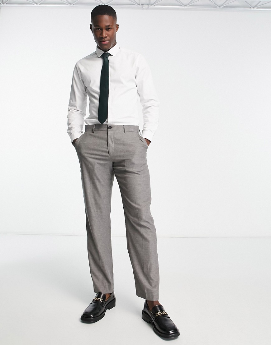 Selected Homme loose fit suit trousers in grey melange