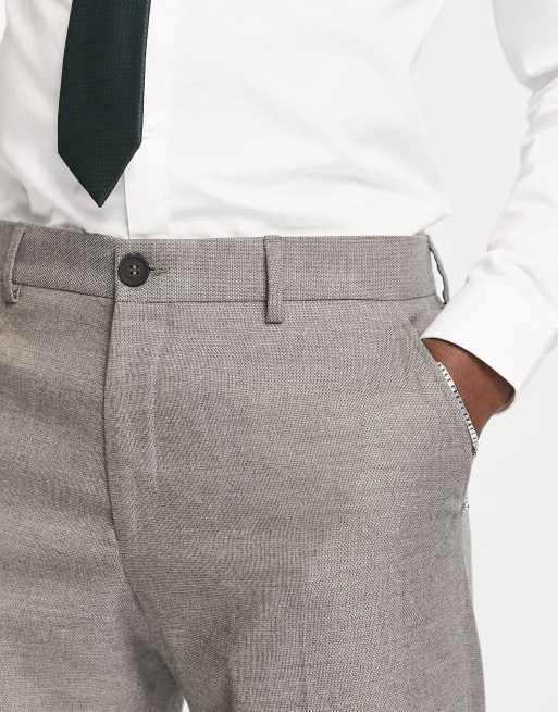 Selected Homme loose fit suit trousers in grey melange