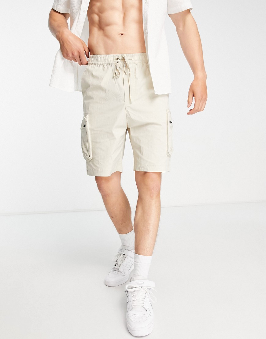Selected Homme Cargo Shorts In Stone-neutral
