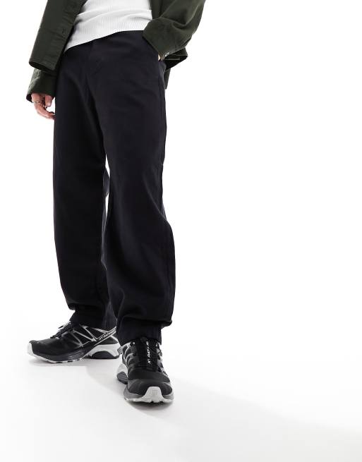 Selected Homme loose fit twill pants in black
