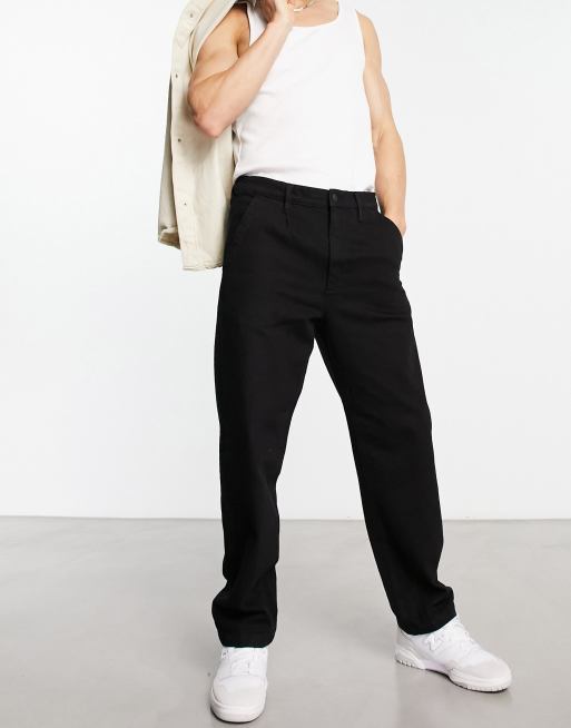 Selected Homme loose fit workwear pants in black