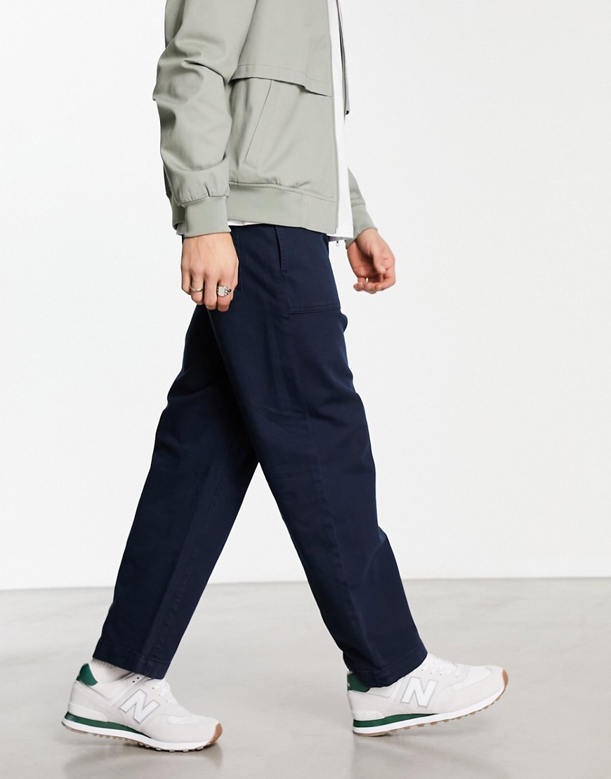 Selected Homme loose fit workwear trouser in navy co-ord