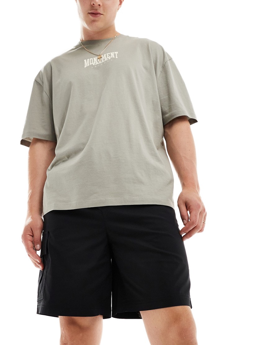 Selected Homme loose tech cargo short in black
