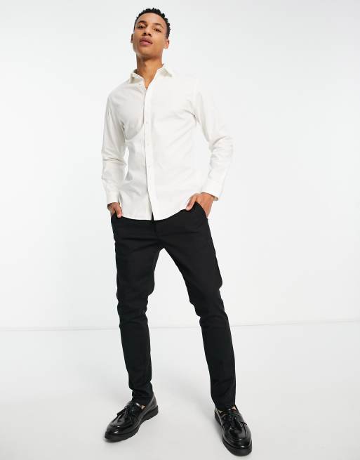 Selected Homme - Lot de 2 chemises ajustées en popeline - Noir et blanc , 2 de 4