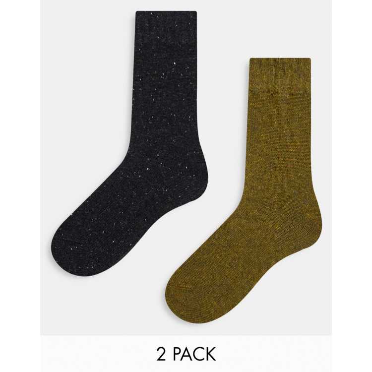 Selected Homme Lot de 2 paires de chaussettes en laine Bleu