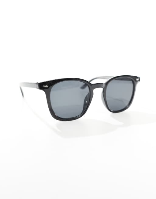 Selected Homme Lunettes de soleil carr es avec pont haut Noir