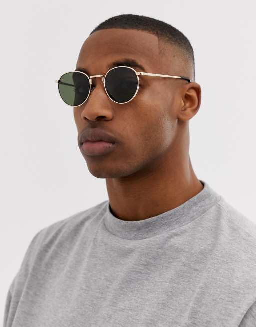 Selected Homme Lunettes de soleil rondes monture dor e ASOS