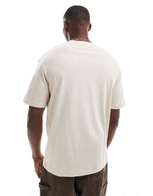 Selected Homme - Lysebrun og oversized T-shirt med blomsterprint på brystet, 2 af 4