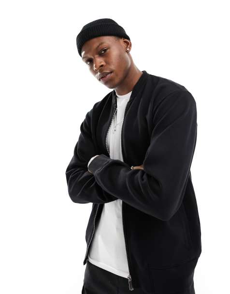 Selected Homme - Mack - Sort bomber-jakke i sweatshirtmateriale - view 1