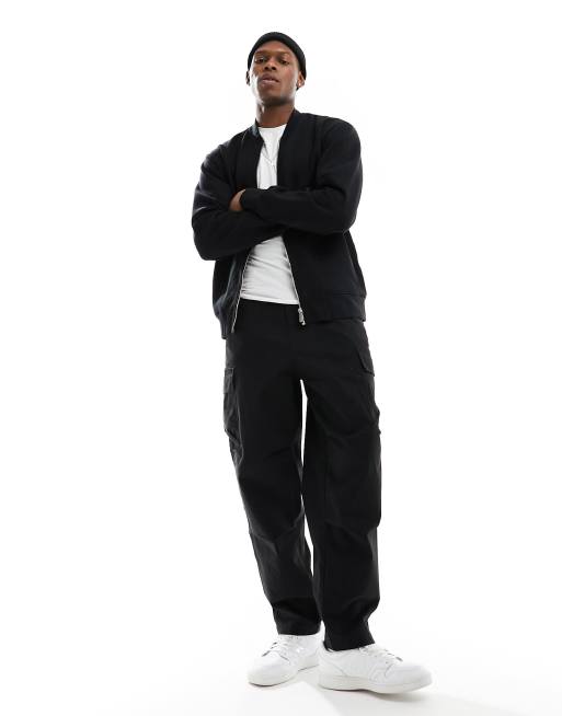 Selected Homme Mack sweat bomber jacket in black