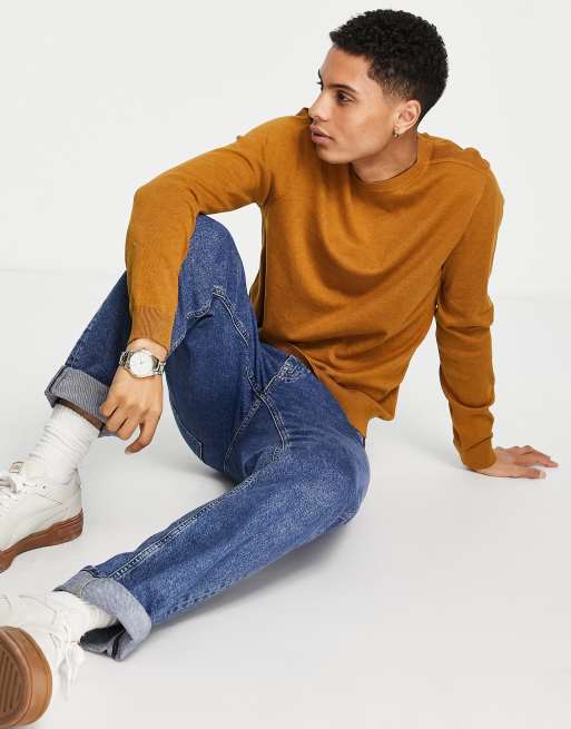 Selected Homme - Maglione con dettagli sulle spalle, colore senape