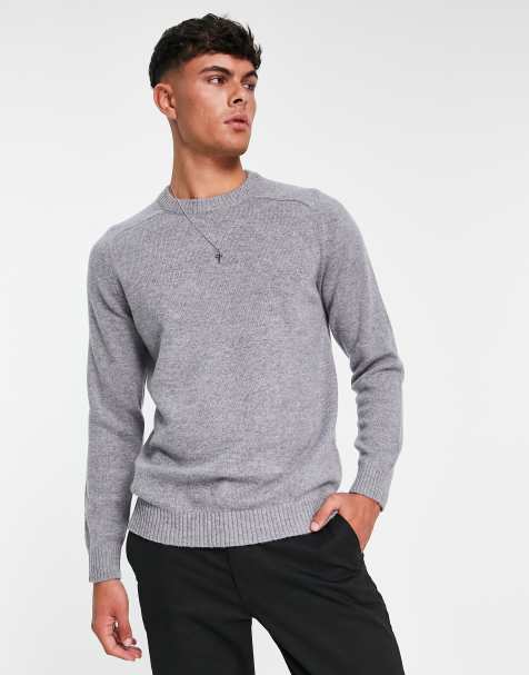 Selected Homme - Maglione girocollo in lana grigia - view 1