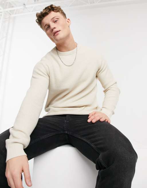 Selected Homme - Maglione lavorato color crema