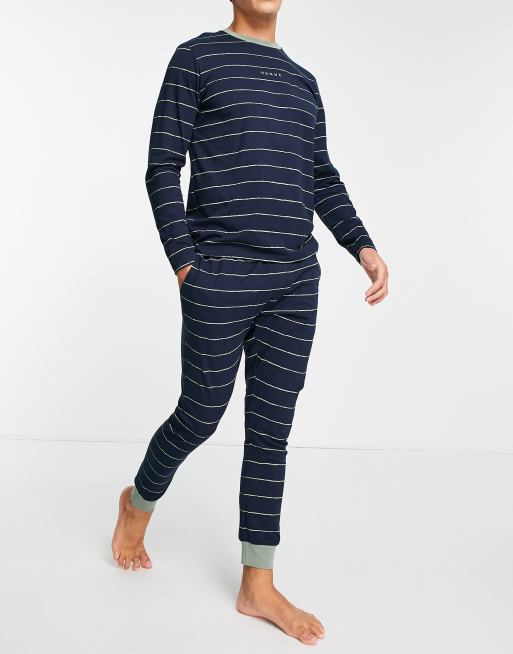 Selected Homme – Mairnblå, randig pyjamas