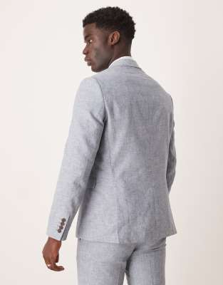 Selected Homme Malik Linen Blend Blazer In Gray