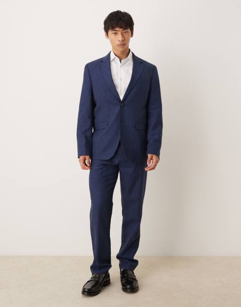 Selected Homme Malik linen blend regular fit in navy - view 1
