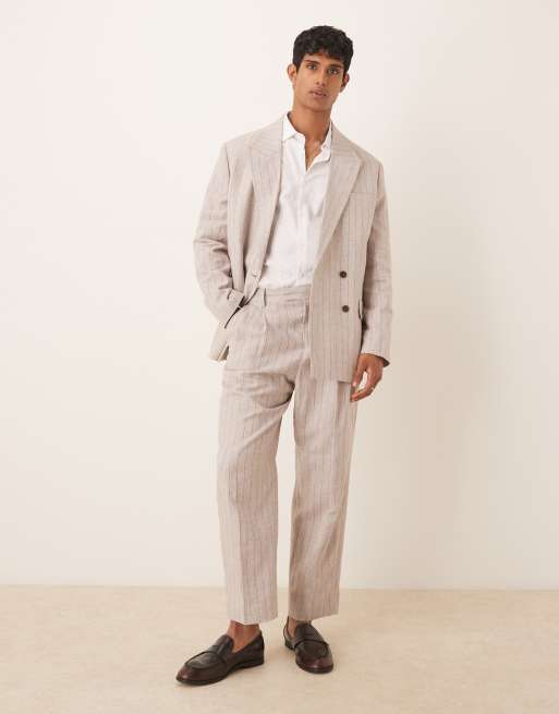 Selected Homme - Malik - Pantalon décontracté à rayures fines - Crème